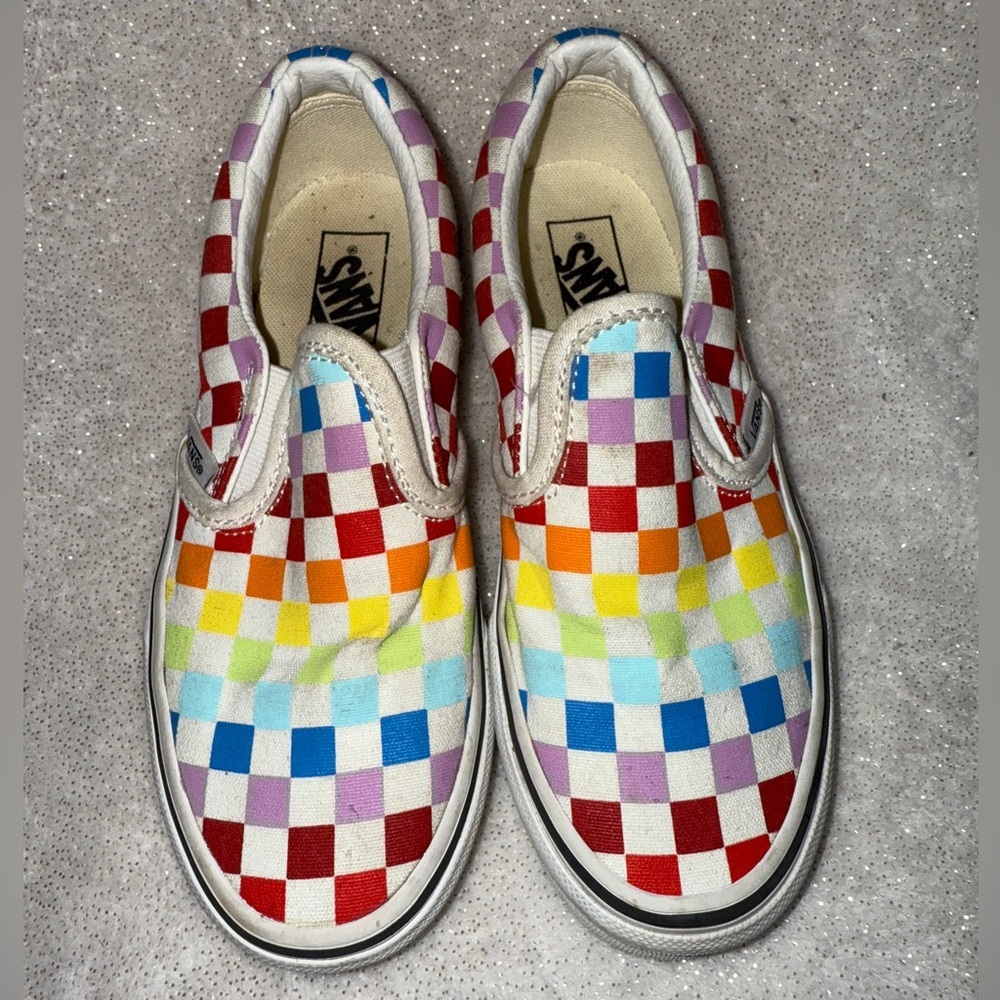 Vans Kids Checkered Slip-On Canvas Shoes | Size 1.5 | Multicolor |